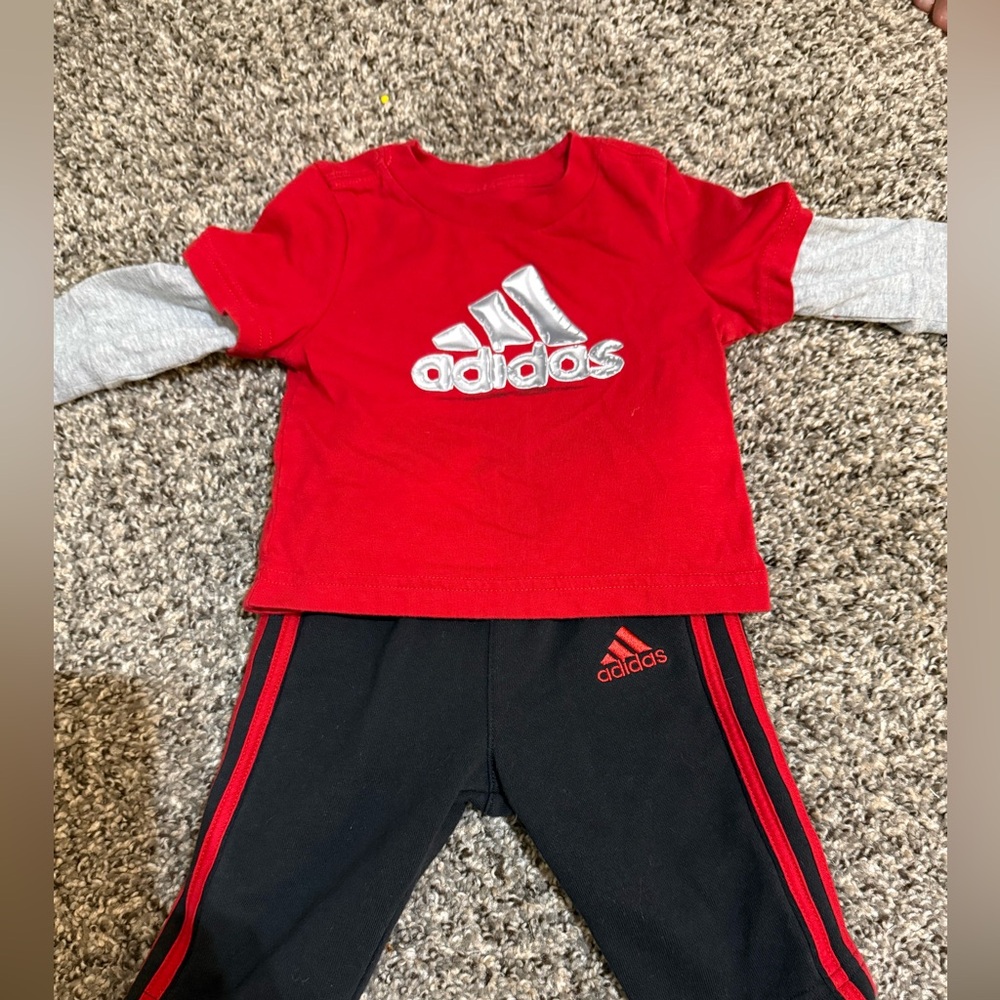 Adidas Red and Gray Toddler Set